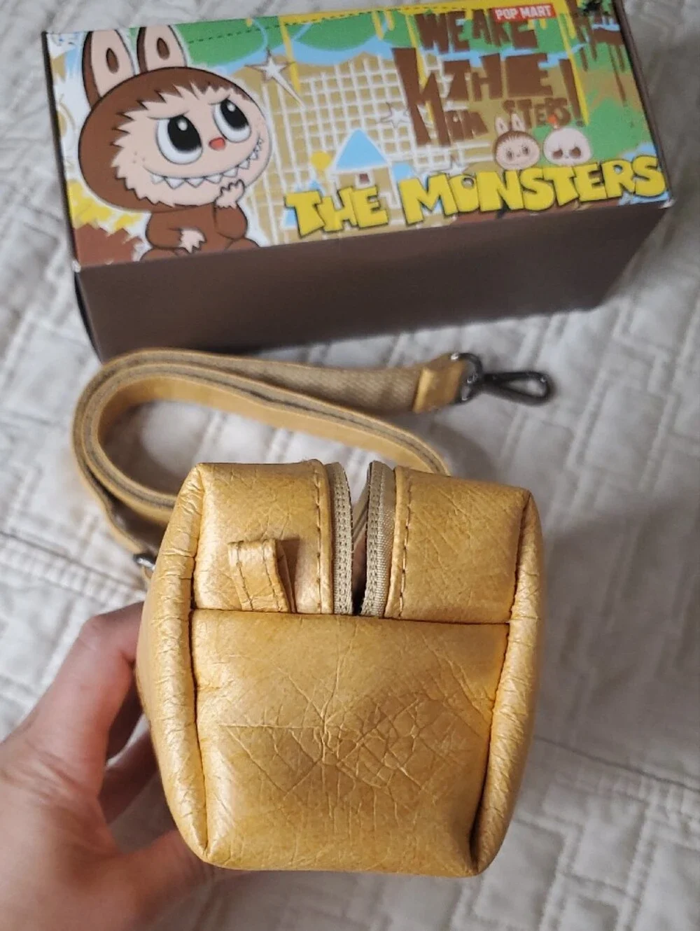 POP MART Yellow Kids Crossbody Bag with The Monsters Print
